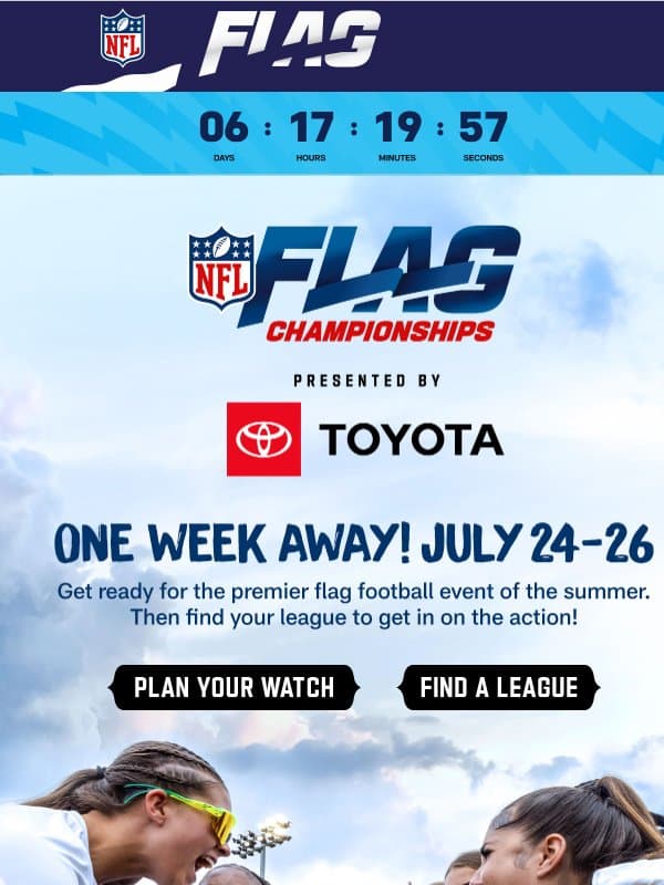 🏈 NFL FLAG's Biggest Weekend Is One Week Away! email from NFL