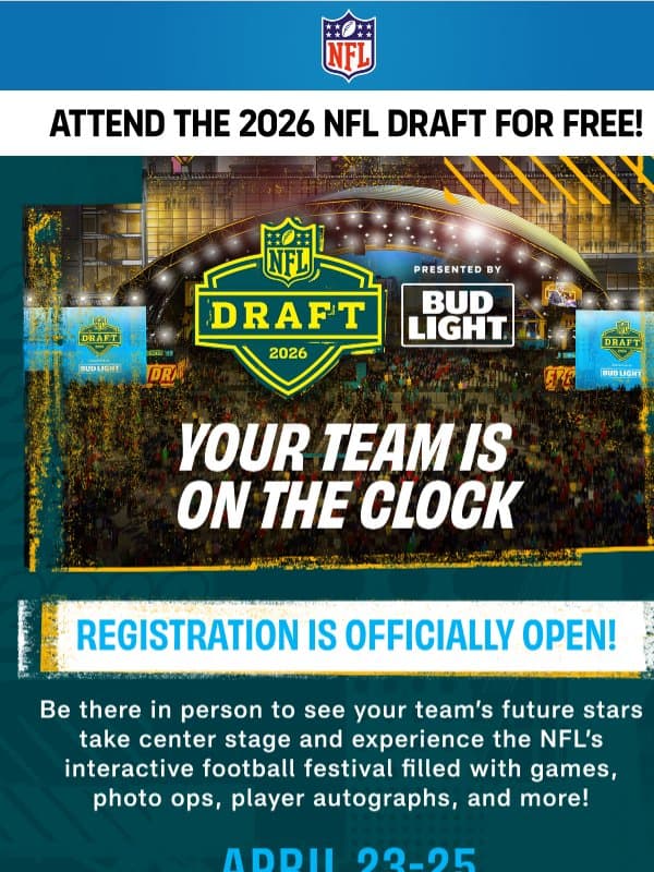 Witness The Future Of Your Team In Person email from NFL