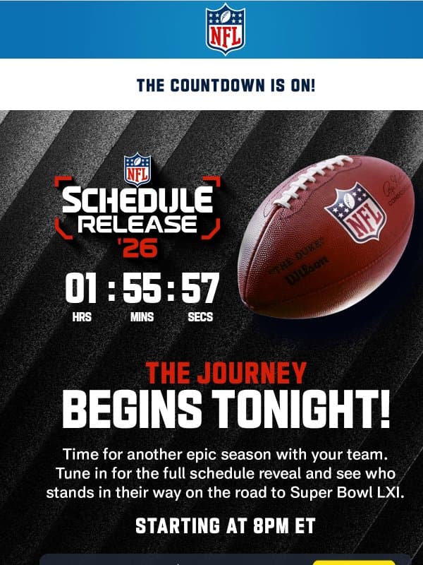 🚨TONIGHT @8PM ET: All The Matchups Revealed email from NFL