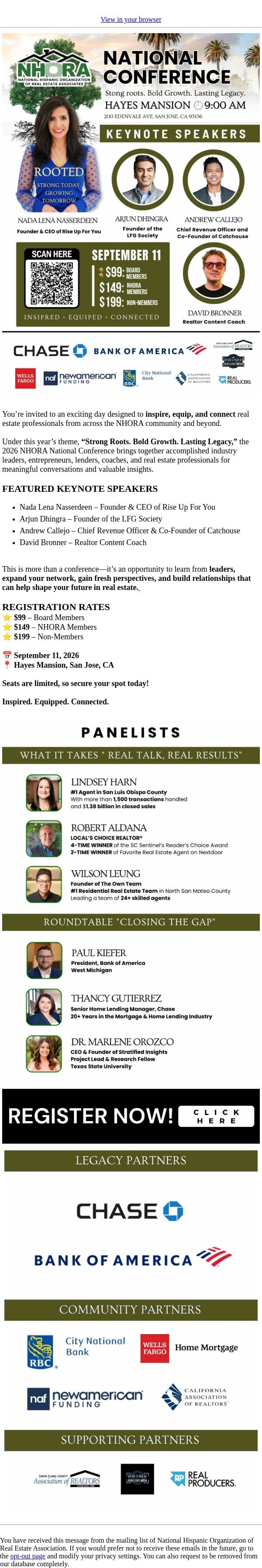 Don’t miss this powerful day of connection, learning, and inspiration. email from NHORA screenshot