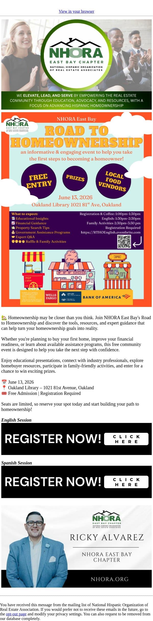 Take the First Step Toward Homeownership email from NHORA screenshot