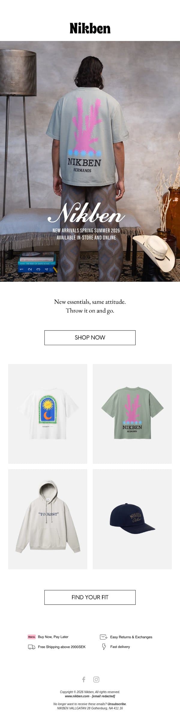 New Essentials For Spring email from Nikben screenshot