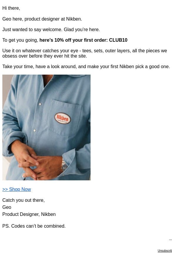 Here’s something to get you started email from Nikben screenshot