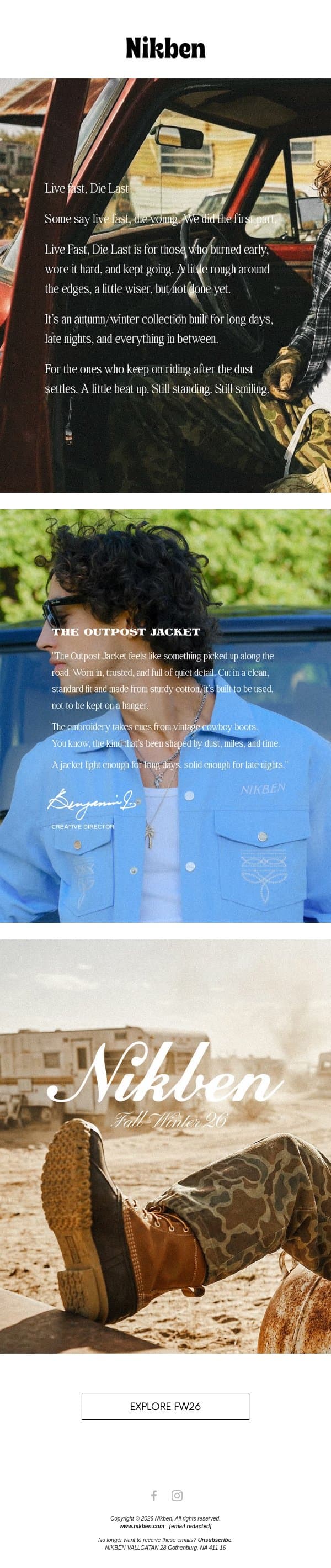 A few words about FW26 email from Nikben screenshot