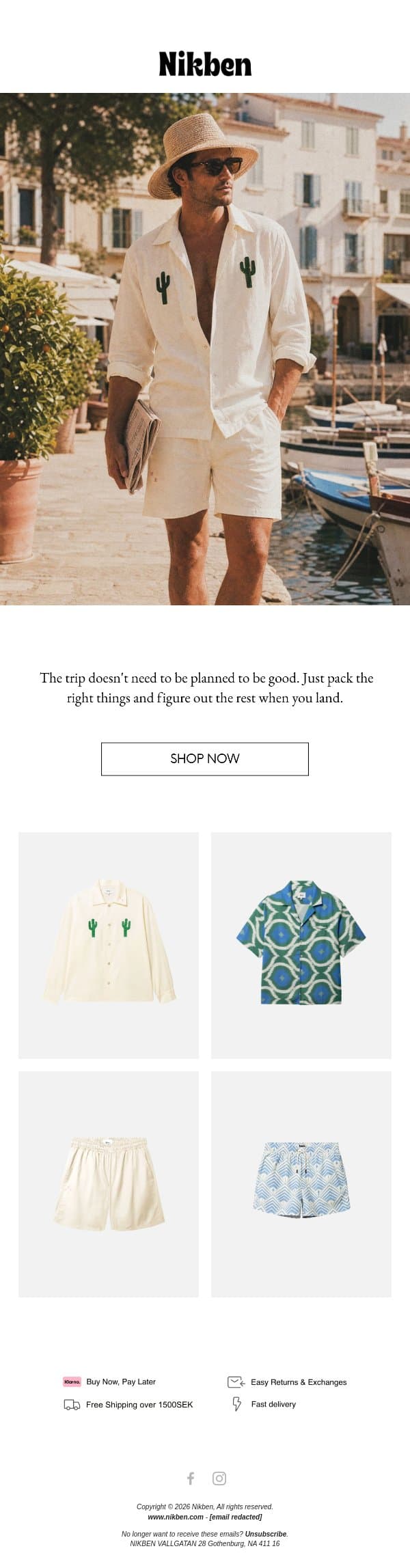 Last minute vacation. email from Nikben screenshot