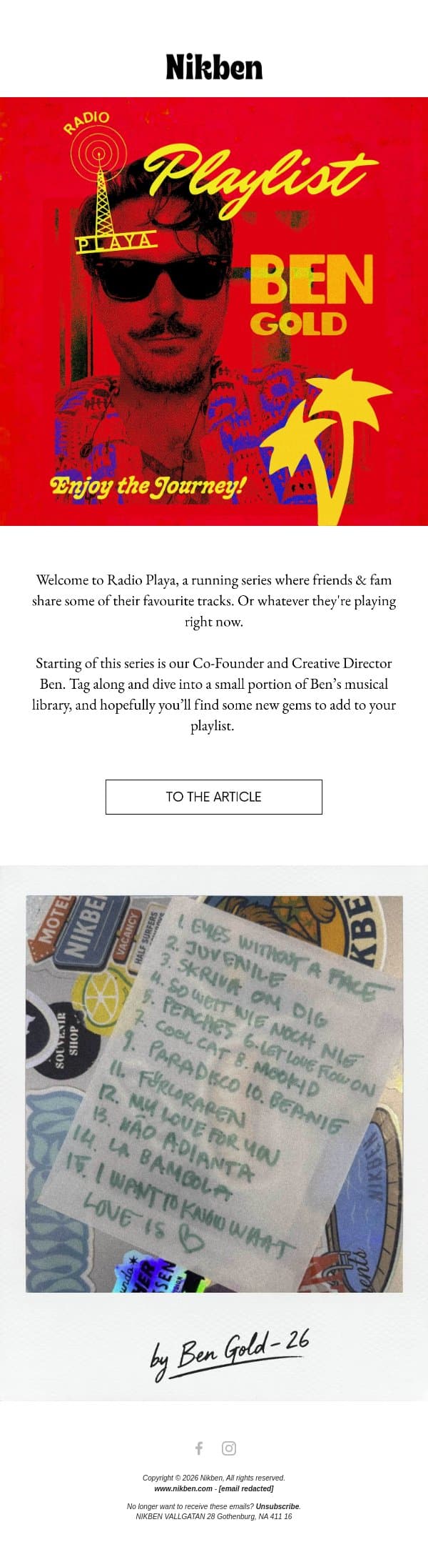 Radio Playa vol #1 email from Nikben screenshot