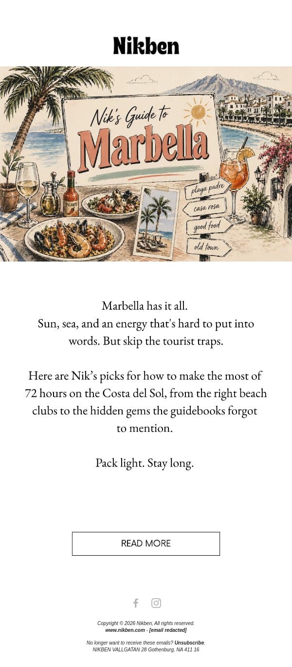Nik’s Guide to Marbella email from Nikben screenshot