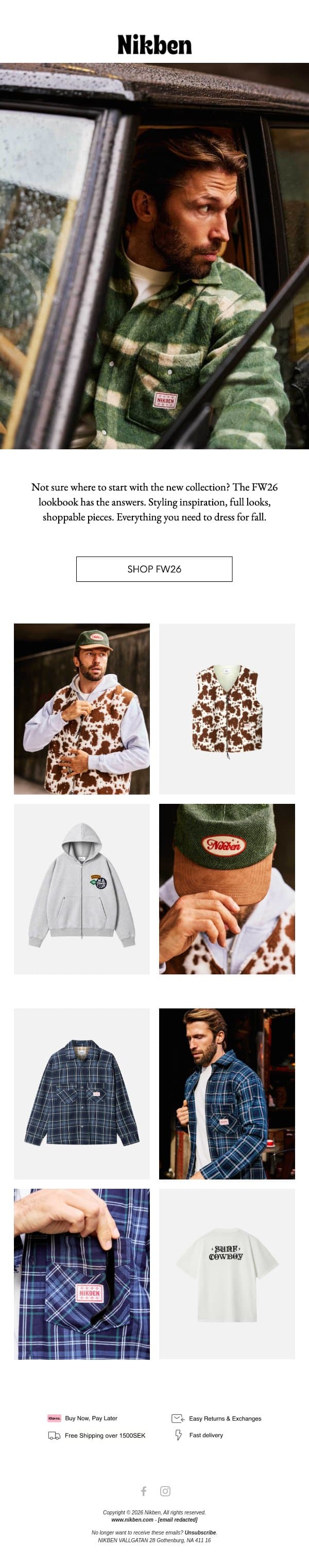 The fall lookbook is here. email from Nikben screenshot