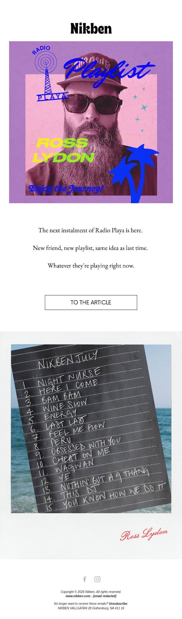 Radio Playa vol. 2 email from Nikben screenshot