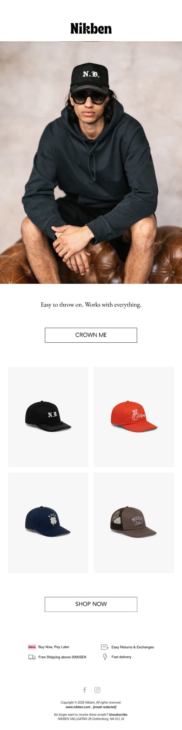 New caps in! email from Nikben screenshot