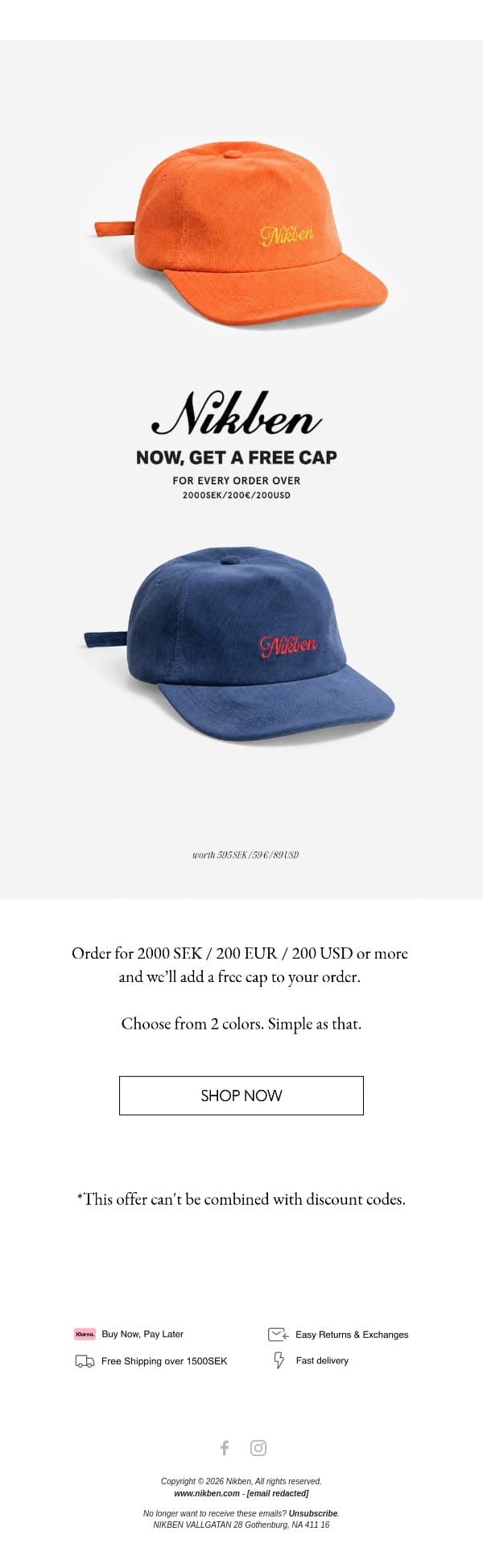 The cap is on us. email from Nikben screenshot