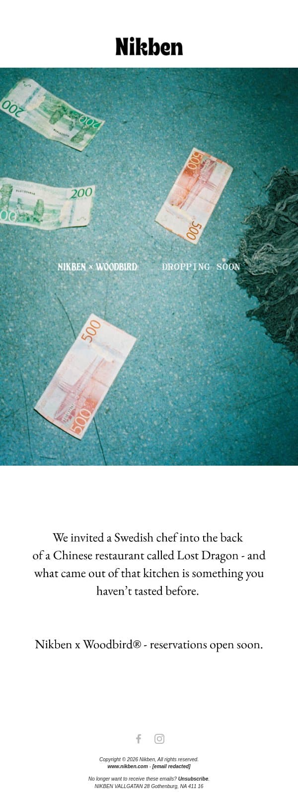 Nikben x Woodbird® email from Nikben screenshot
