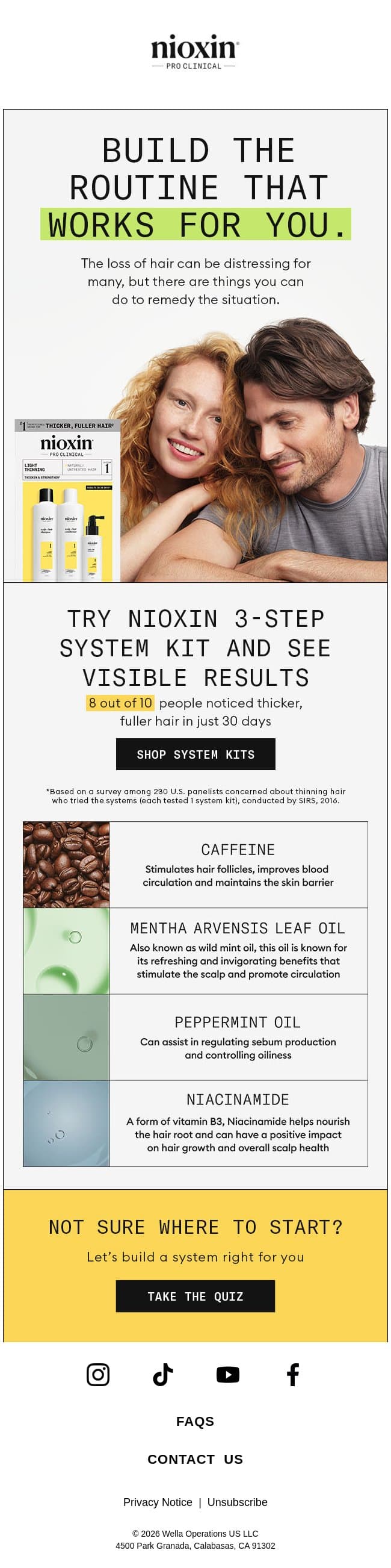 Build your Nioxin routine email from Nioxin screenshot
