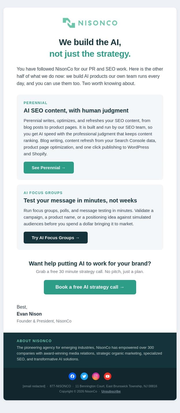 We build the AI, not just the strategy email from NisonCo screenshot