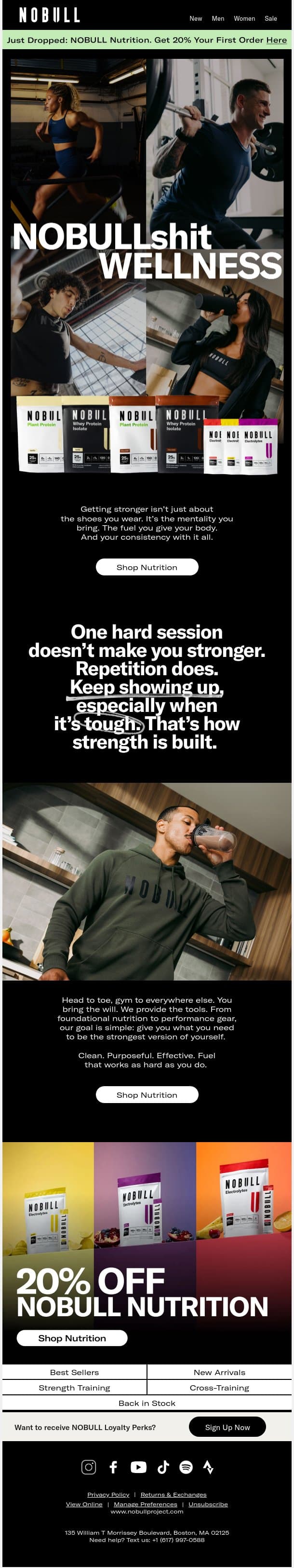 New Nutrition for NOBULLsh!t Wellness email from NOBULL screenshot