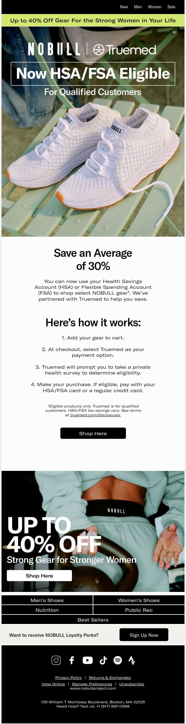 Big News: We’re Now HSA/FSA Eligible. email from NOBULL screenshot