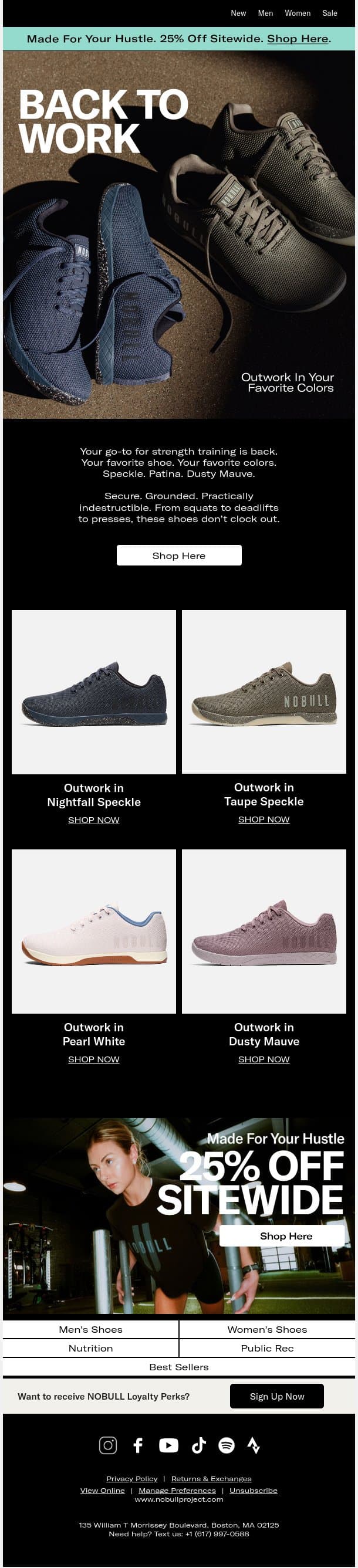 The Iconic Outwork is Back. email from NOBULL screenshot