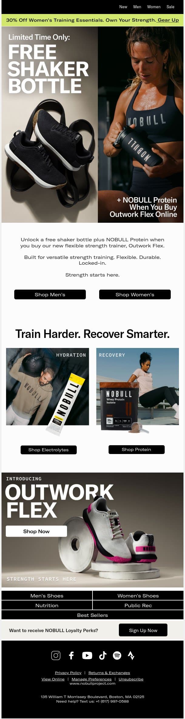 Buy Outwork Flex. Unlock Free NOBULL Nutrition. email from NOBULL screenshot