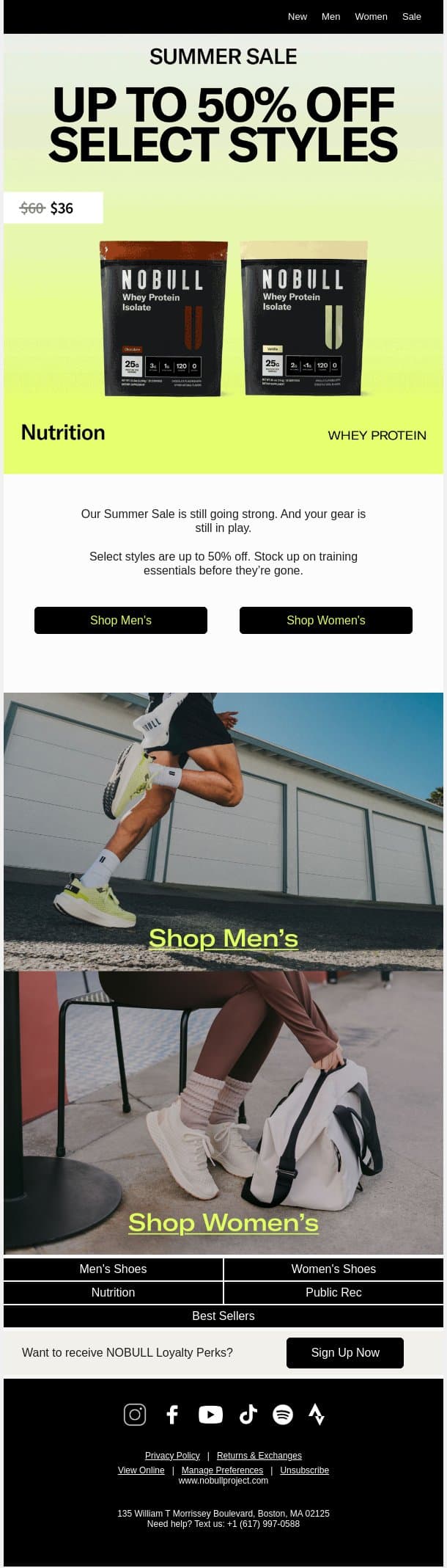 Still On: Up to 50% Off Select Styles email from NOBULL screenshot
