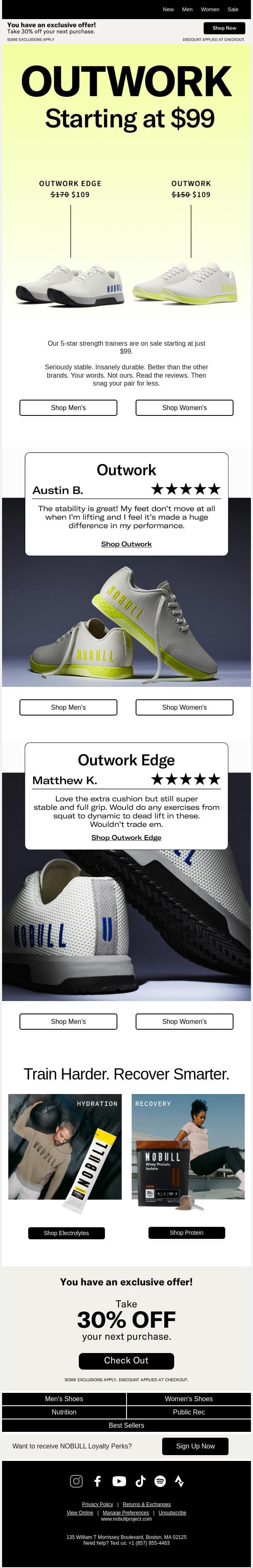 Ends Soon: Outwork Starting at $99 email from NOBULL screenshot