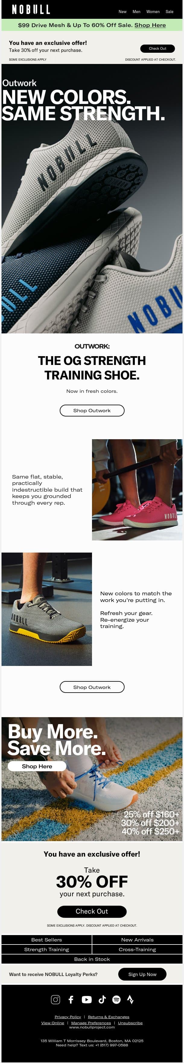 New Outwork Colors. Same OG Strength. email from NOBULL screenshot