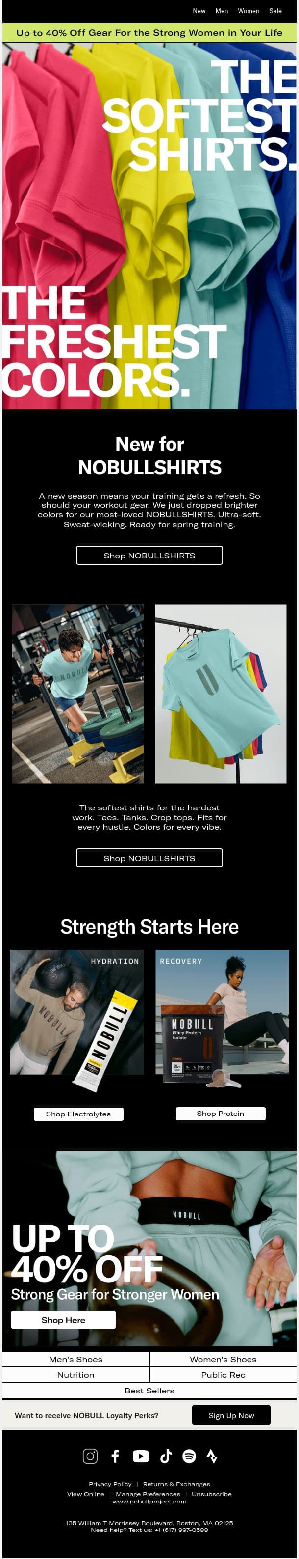 Brighter Colors for NOBULLSHIRTS email from NOBULL screenshot