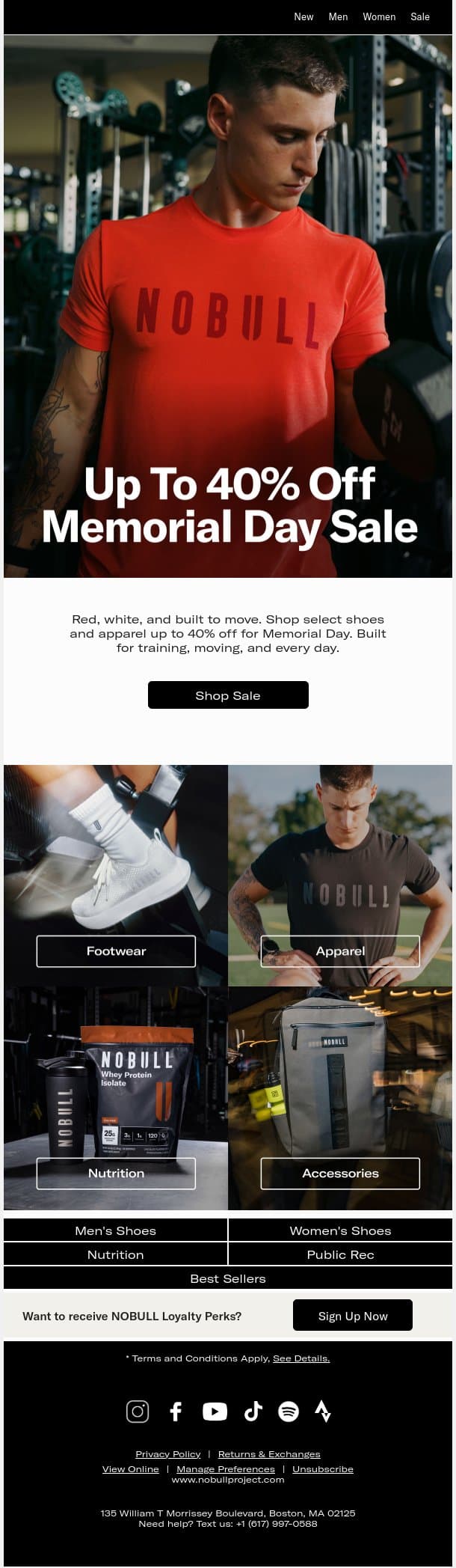 Up to 40% Off: Red, White, Blue, and More email from NOBULL screenshot