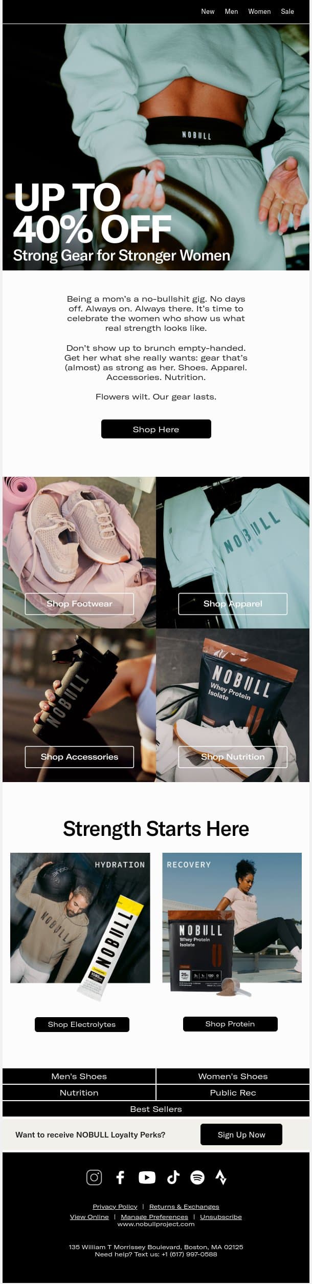 Up to 40% Off Gear (Almost) as Strong as Her email from NOBULL screenshot