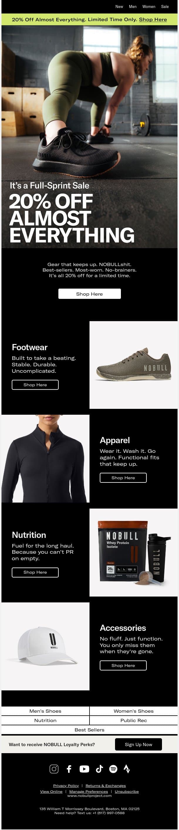 20% Off Almost Everything. NOBULLshit. email from NOBULL screenshot