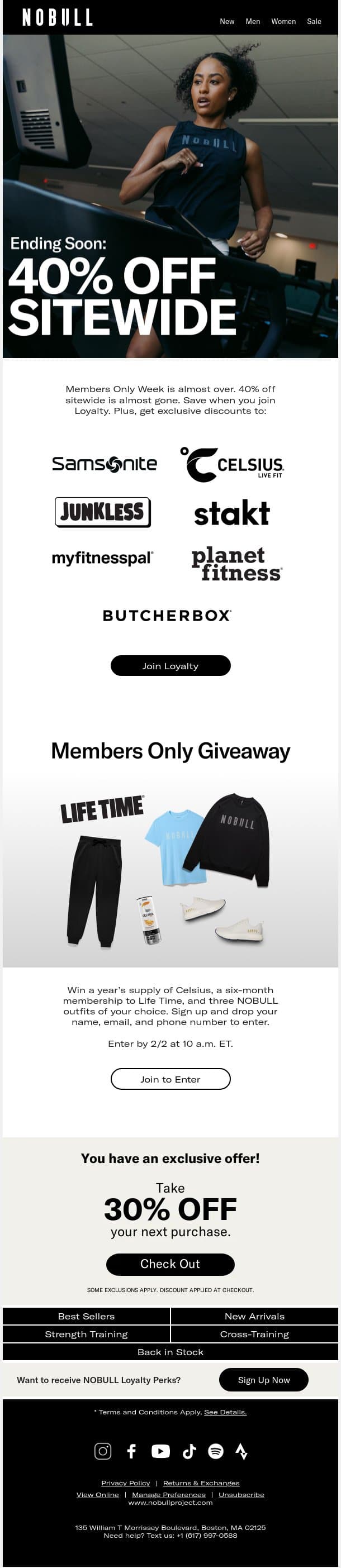 Ending Soon: 40% Off Sitewide email from NOBULL screenshot