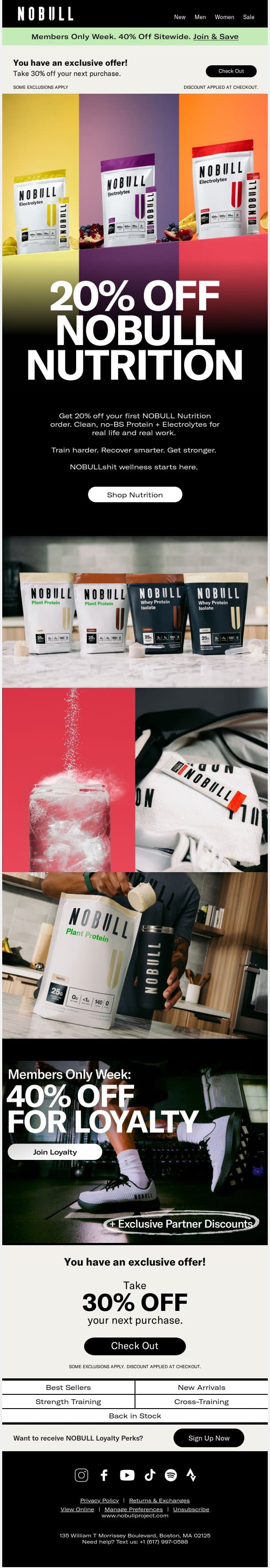 20% Off NOBULL Nutrition email from NOBULL screenshot