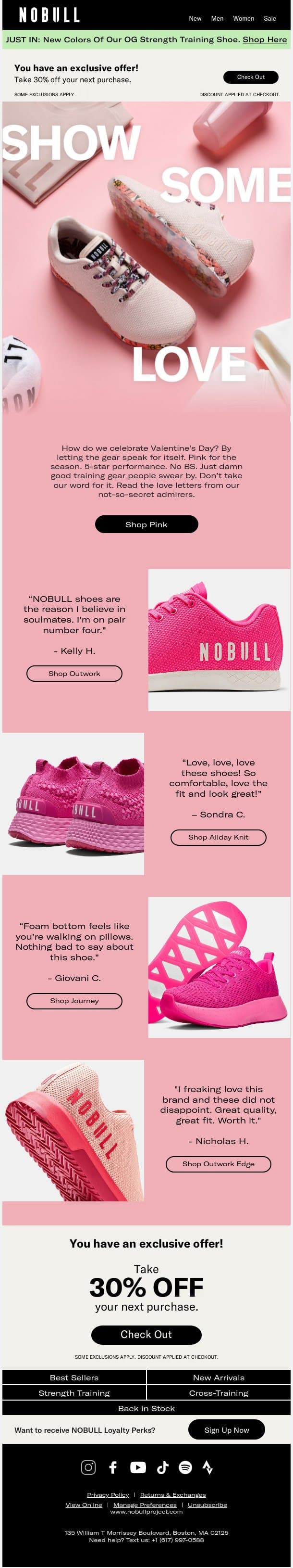 Pretty Tough in Pink Gear email from NOBULL screenshot
