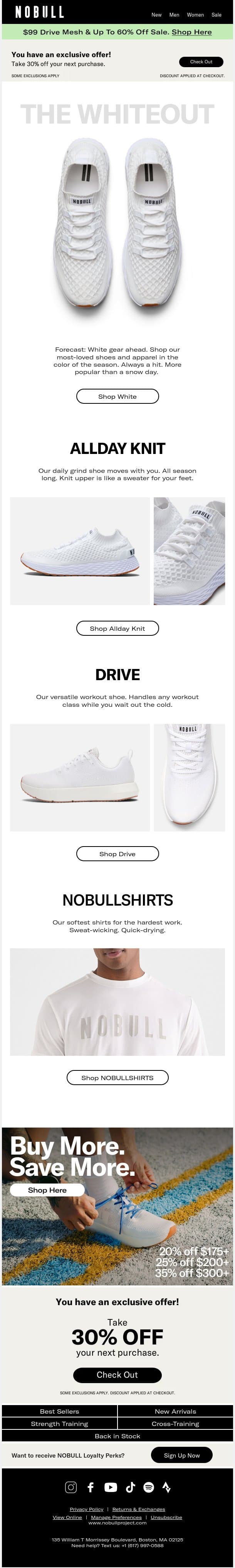 It’s a Whiteout email from NOBULL screenshot