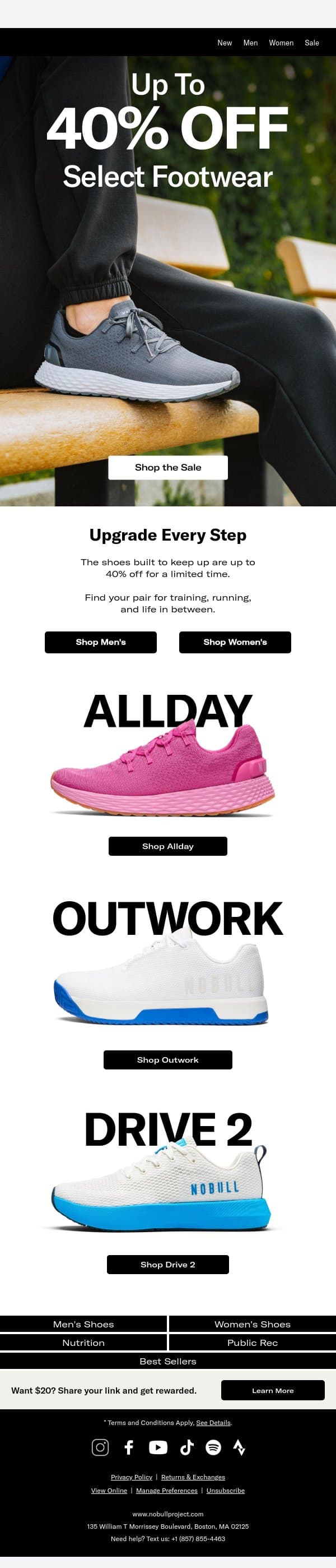 Put Up to 40% Off to Work email from NOBULL screenshot