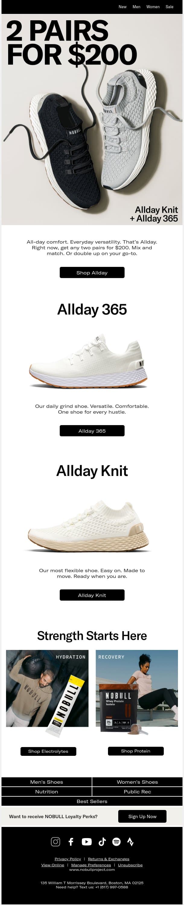 2 Pairs for $200. Save on Allday. email from NOBULL screenshot