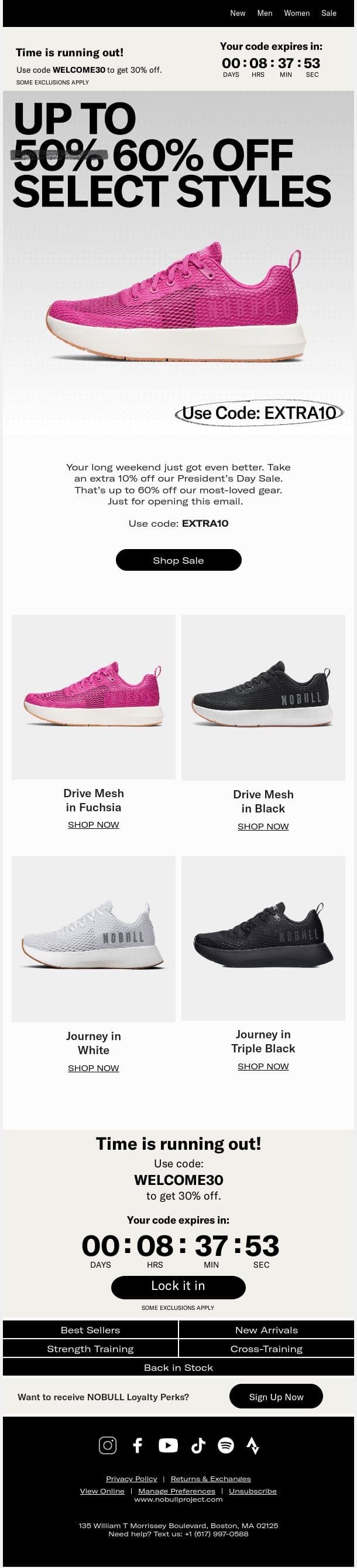 Just for You: Extra 10% Off Sale email from NOBULL screenshot