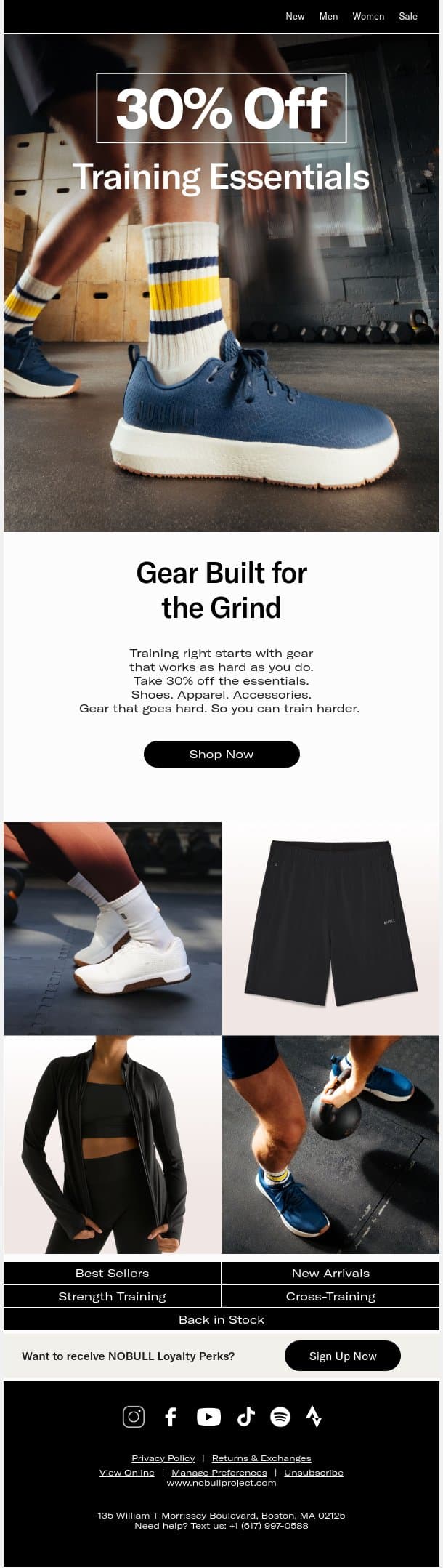 30% Off Training Essentials email from NOBULL screenshot