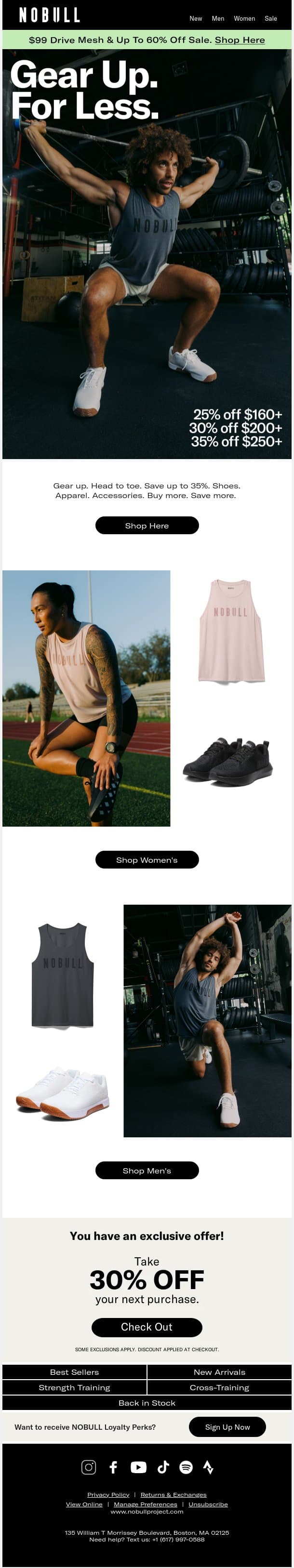 Up to 35% Off Your Workout Fit email from NOBULL screenshot