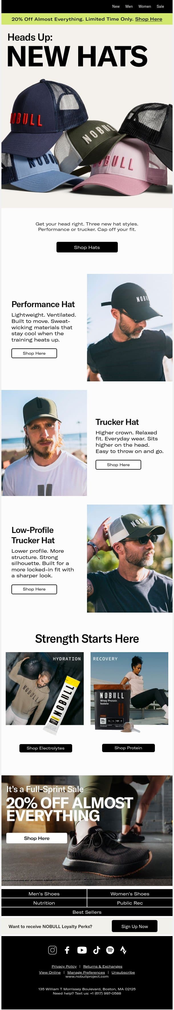 Just Dropped: All-New Hats email from NOBULL screenshot