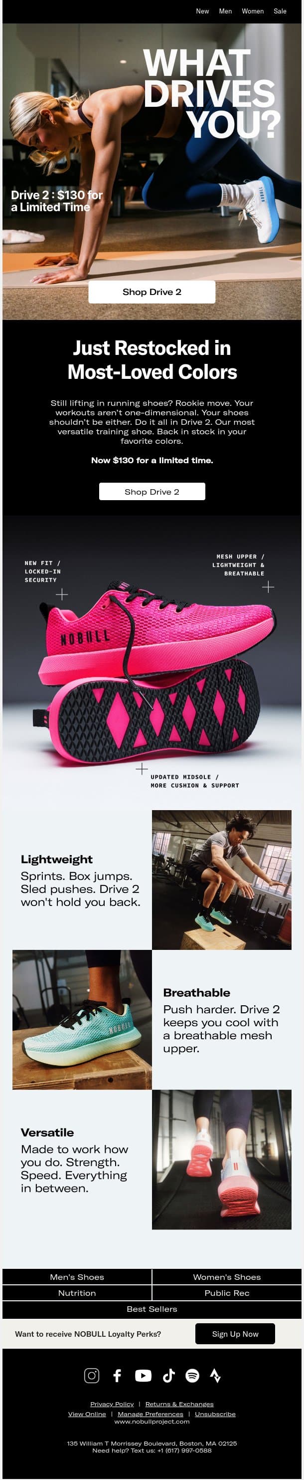 Drive 2: Back in Stock in Our Bestselling Colors email from NOBULL screenshot