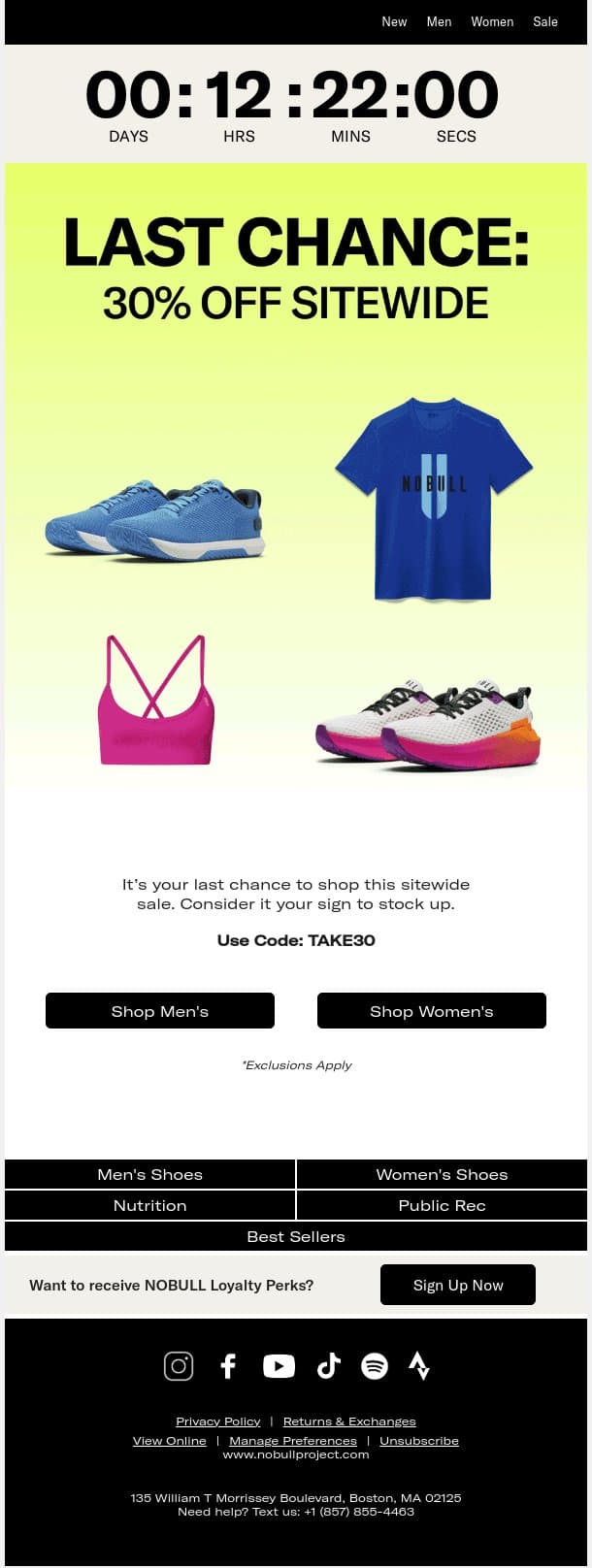 Final Hours: 30% Off Sitewide email from NOBULL screenshot