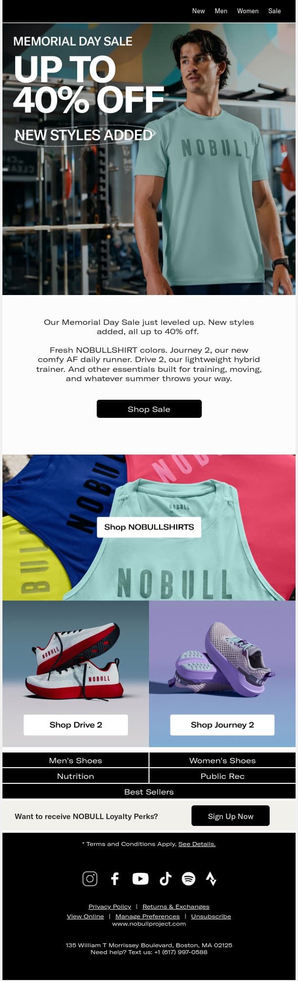 New Styles Added Up to 40% Off email from NOBULL screenshot