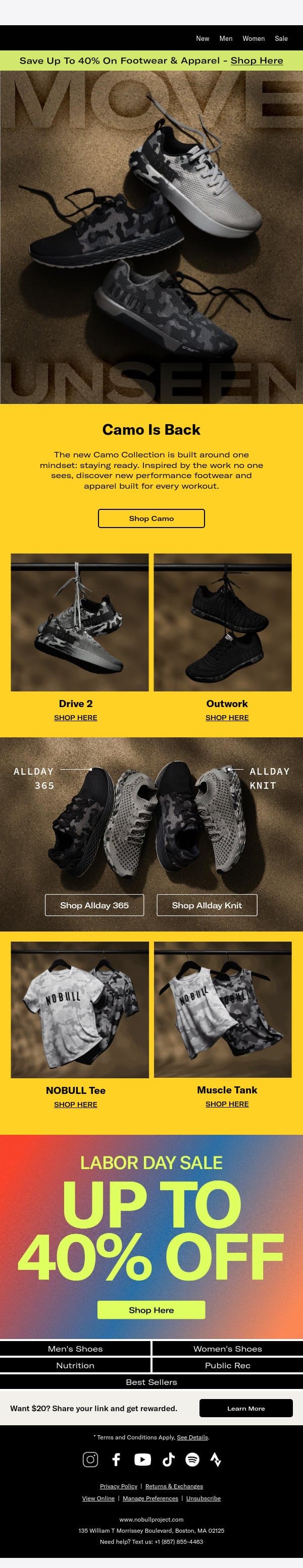 Camo is Back email from NOBULL screenshot