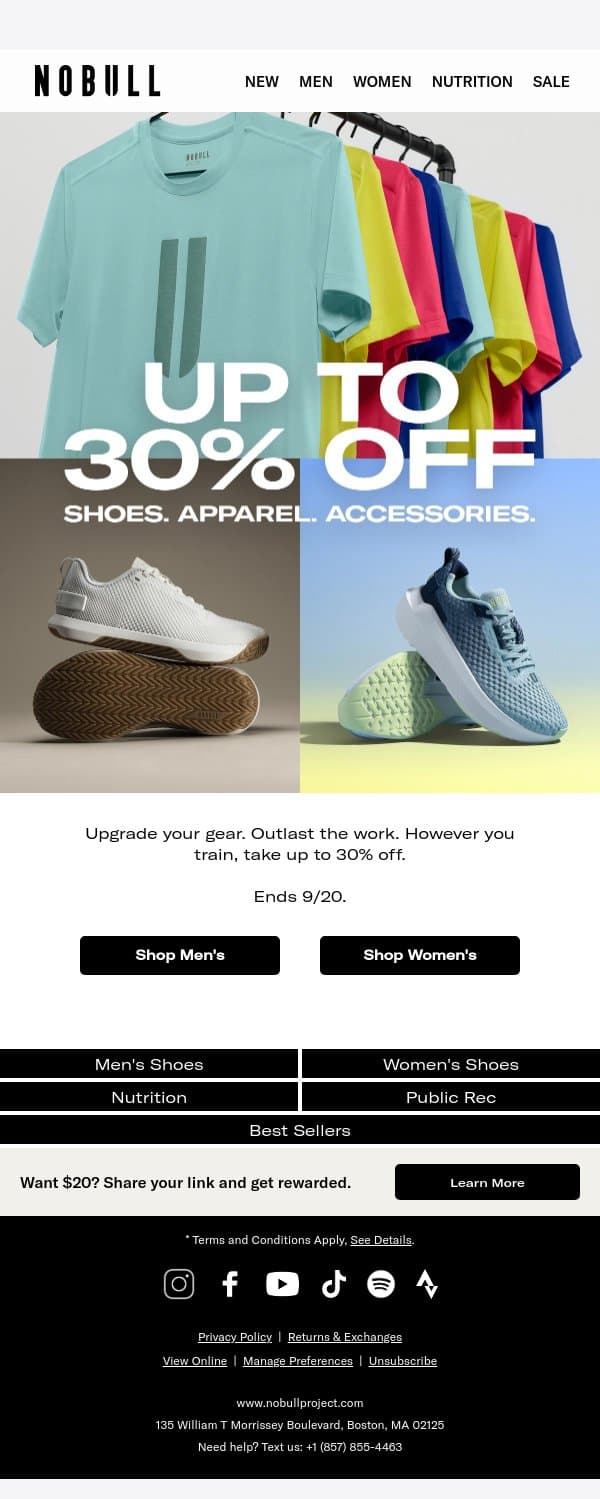 Up to 30% Off Starts Now email from NOBULL screenshot