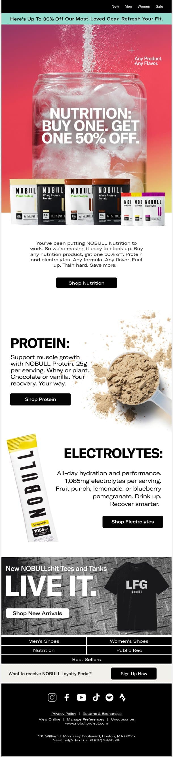 NOBULL Nutrition: Buy One. Get One 50% Off. email from NOBULL screenshot