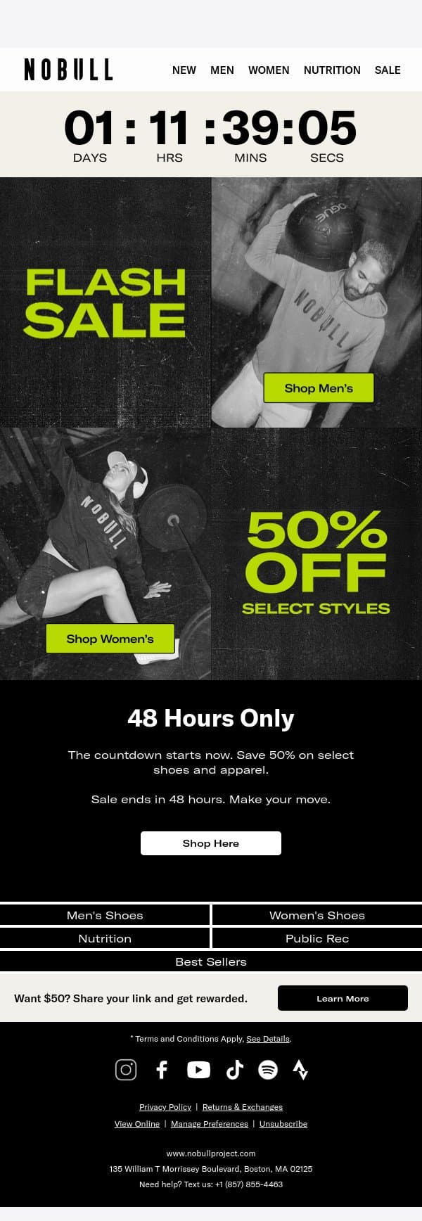 ⚡️ Flash Sale: 50% Off email from NOBULL screenshot