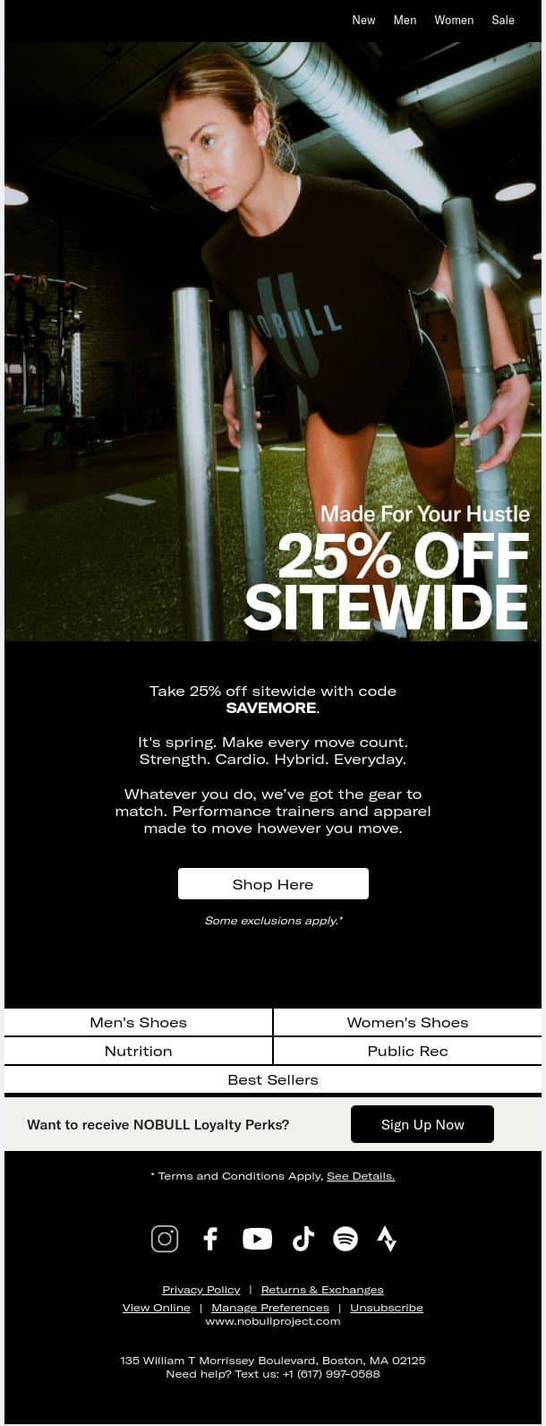 JUST DROPPED: 25% Off Sitewide. email from NOBULL screenshot