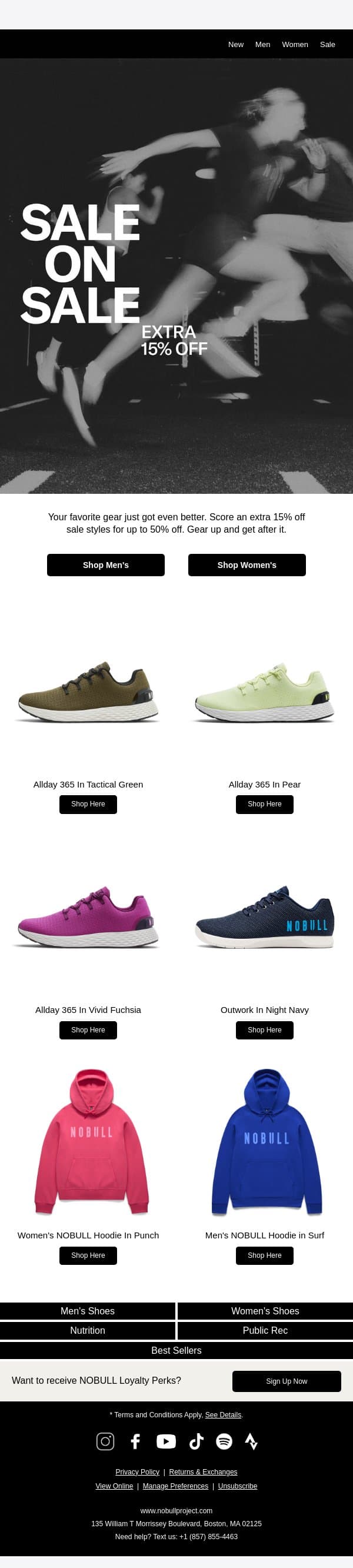 Extra 15% off Sale Styles email from NOBULL screenshot