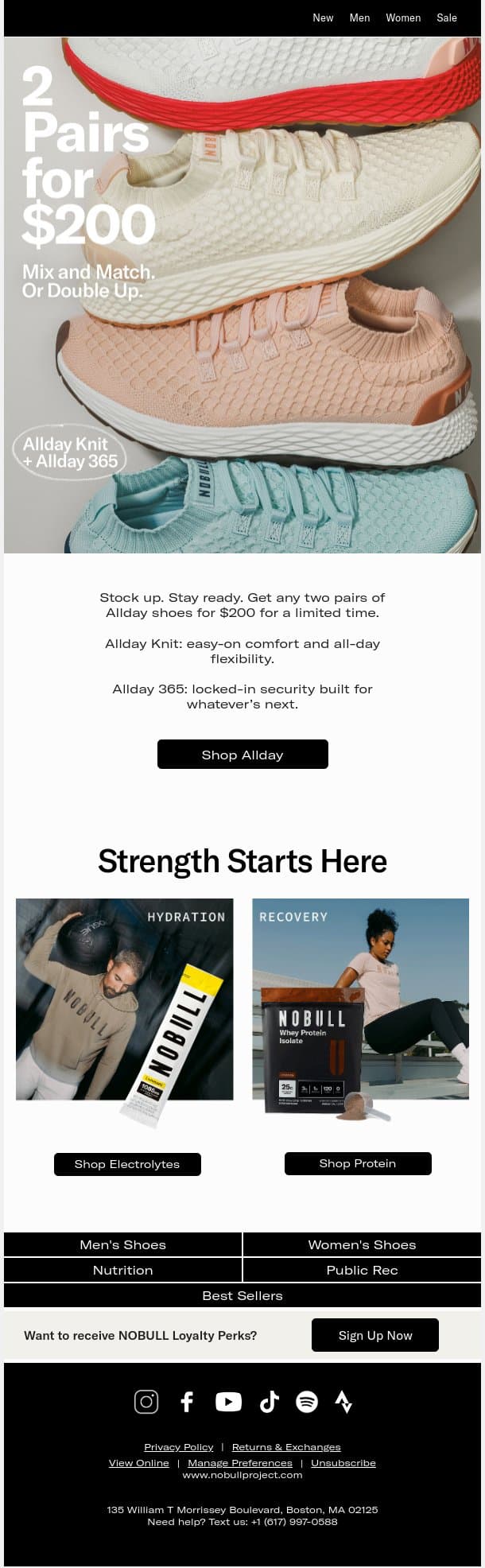 2 Pairs for $200. 1 Week Only. email from NOBULL screenshot