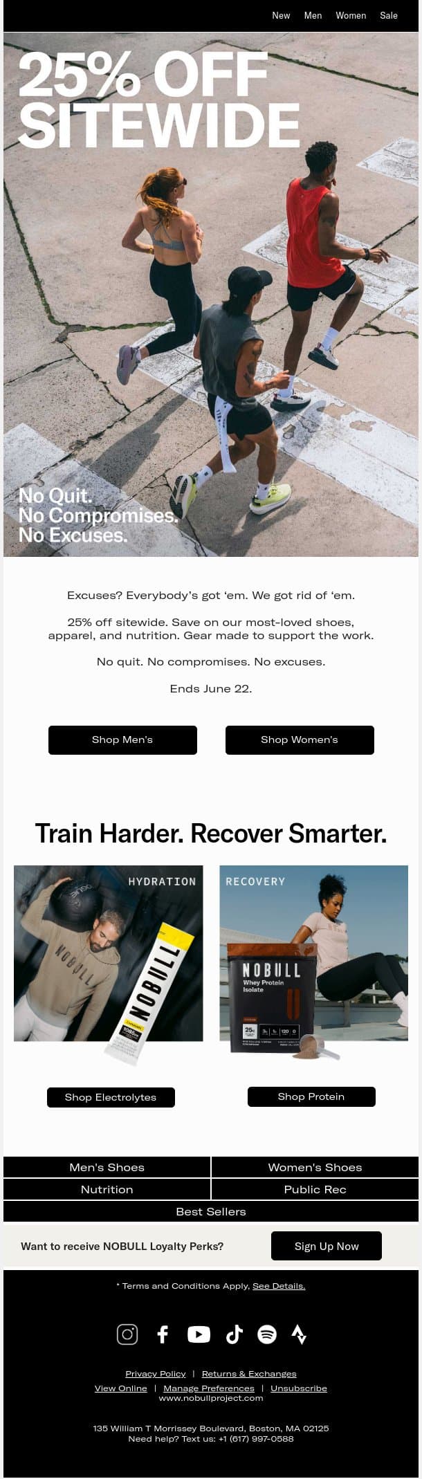 25% Off Sitewide email from NOBULL screenshot